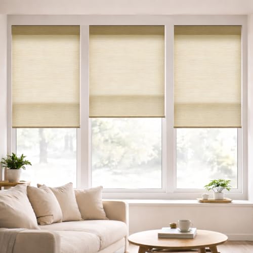 ZSHINE Motorized Linen-Look Roller Shades for Windows, Rechargeable Smart Light Filtering Blinds Compatible with Alexa (82189A)