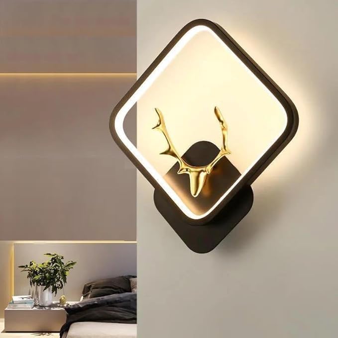 Image of Polyvinyl Chloride Deer Horn LED Wall Lamp for Living Room, Home, Cafe, Bar & Hotel Decorative Wall Light with 3 Color Lighting (Square A5 Horn LED WALL)