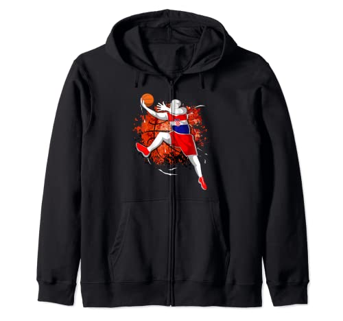 Proud Croatia Basketball Lovers Croatian National Flag Sport Zip Hoodie, Black