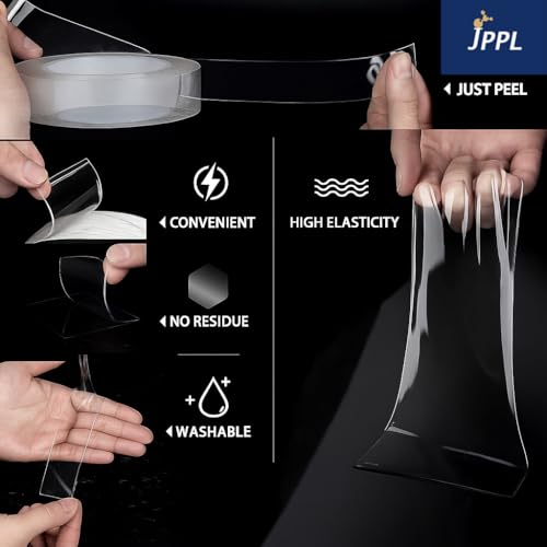 Image of Nano Tape 3 Meter | Clear Double-Sided Adhesive | Pack of 1 | Clear Double-Sided Adhesive | Removable, Reusable, Waterproof Gel Grip | Strong Wall Mounting Tape for Home, Kitchen