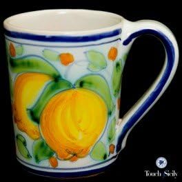 Touch of Sicily, Italian Handmade Ceramic, Yellow Pomegranade Mug.
