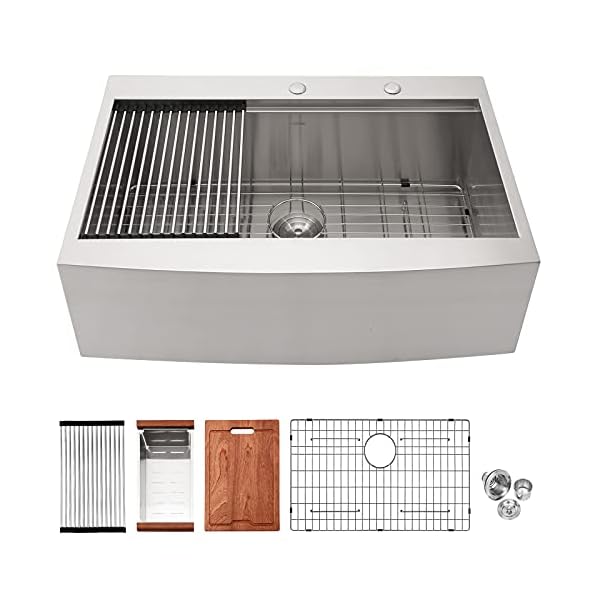 33 Drop In Farmhouse Sink - Lordear 33 inch Farmhouse Kitchen Sink Drop-in Topmount Apron Front 16 Gauge Stainless Steel Deep Single Bowl Ledge Workstation Kitchen Sink