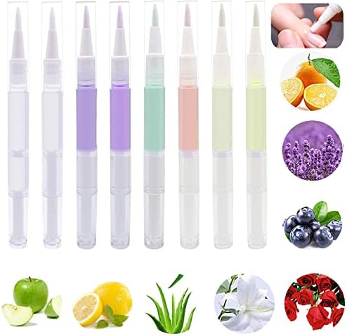 8PCS Cuticle Oil Pens,Cuticle Revitalizer Oil Pen with Soft Brush,Cuticle Oil Bulk for Nails Moist and Treatment,Nail Oil Manicure Repair The Cuticle,8 Kinds of Fruity Smell