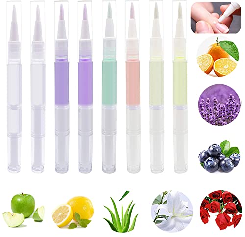 8Pcs Cuticle Oil Pens,Cuticle Revitalizer Oil Pen With Soft Brush,Cuticle Oil Bulk For Nails Moist And Treatment,Nail Oil Manicure Repair The Cuticle,8 Kinds Of Fruity Smell #TOP6