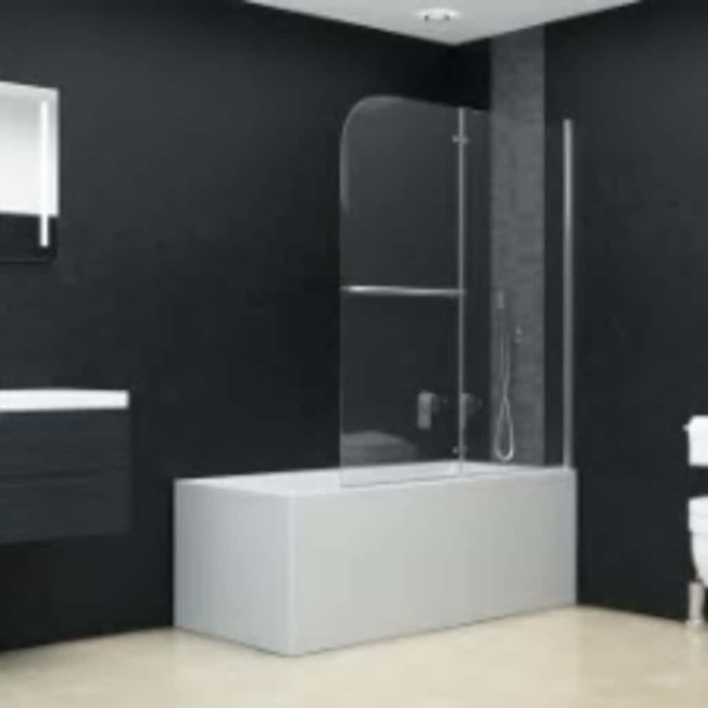 Cabina de ducha de 120 x 140 cm, cabina de ducha de vidrio templado con 2 paneles con barra de toalla, mampara de ducha plegable, perfiles cromados y cristal de seguridad para baño elegante, fácil