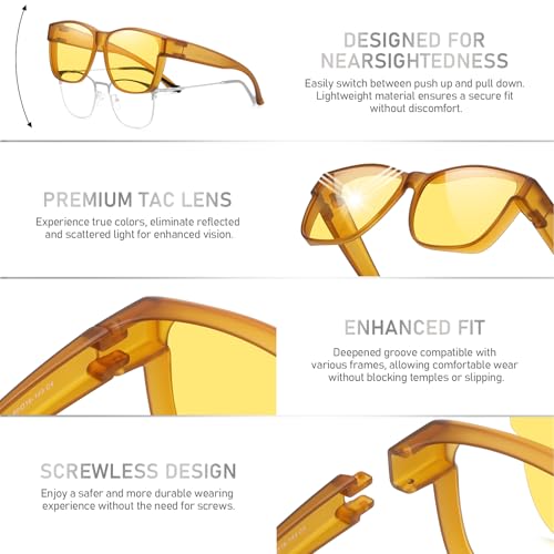 Image of HAOLOTA Night Vision Driving Over Glasses, Polarized Nighttime Glasses Men Women Anti Glare Yellow Tinted Lens