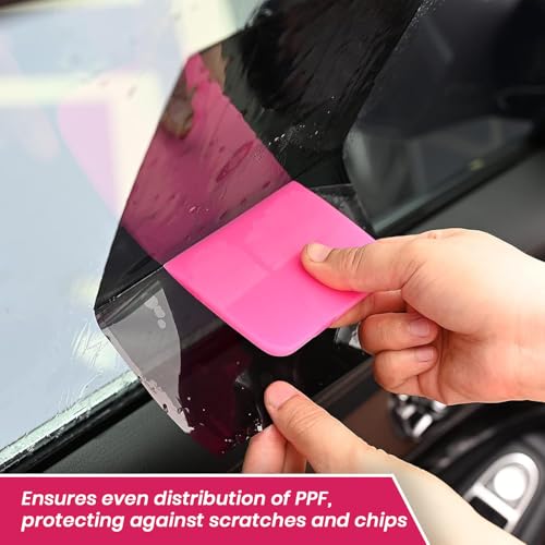 Image of PPF Squeegee Window Tint Tools Window Edge Trimming Scarper for Curved Surfaces Auto Car Paint Protection Film Install Tool (Pink) - Set of 5