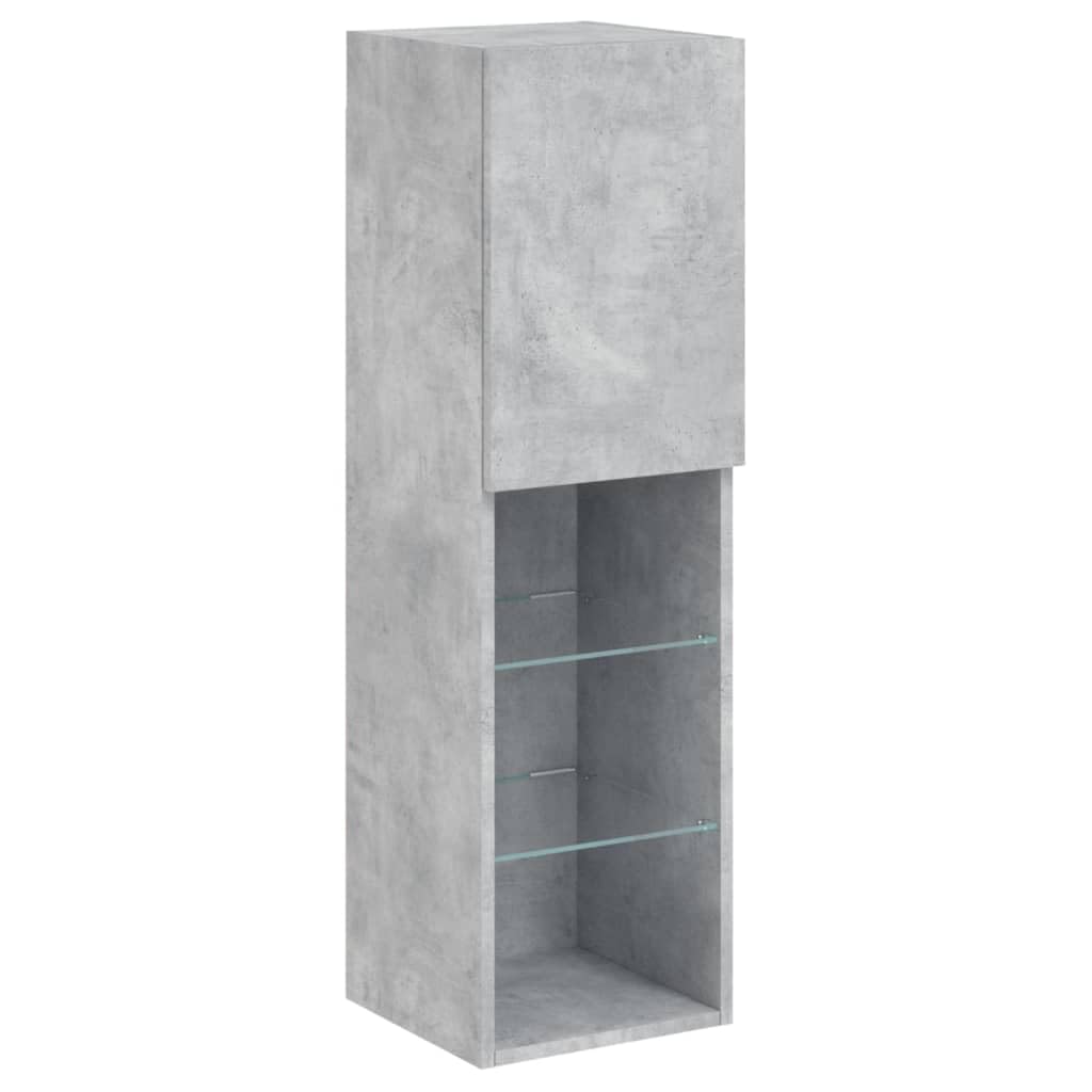 vidaXL Mueble para TV con Luces LED, Soporte Flotante con Almacenaje, Armario Consola de Pared, Mueble Multimedia de Salón Dormitorio, Gris Hormigón