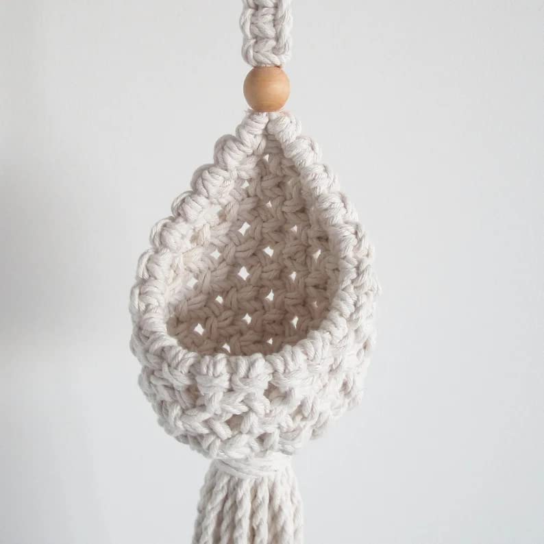 The Top Knott Macrame Cotton Plant Hanger|Indoor Outdoor Handmade Hanging Basket Planter Flower Pot Holder,35 Inch Boho Style Decorative Cotton Rope For Home,Porch,Balcony,Window,White
