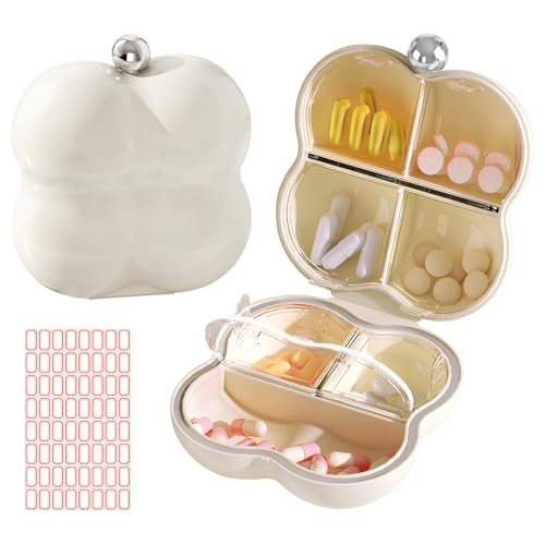 kiptyg Pilulier Semainier 7 Compartiments, Mini Boîte à Pilules Portable en Forme de Barbe à Papa - Organisateur de Médicaments Compact pour Vitamines, Suppléments, Bijoux et Voyage