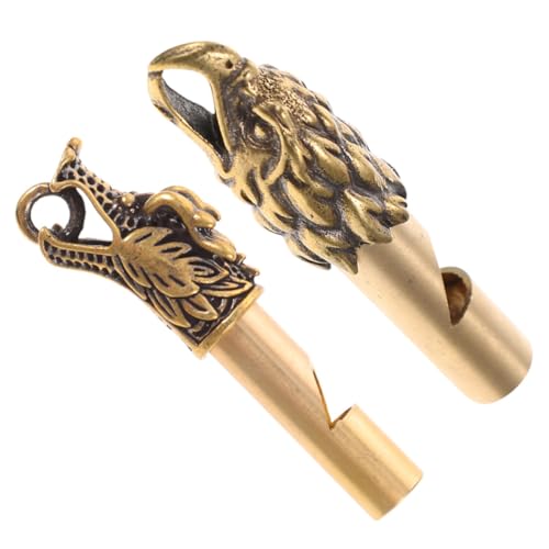 2 pzas Silbato Vintage de Cobre con Llaveros Diseño Águila y Dragón miniatura 1