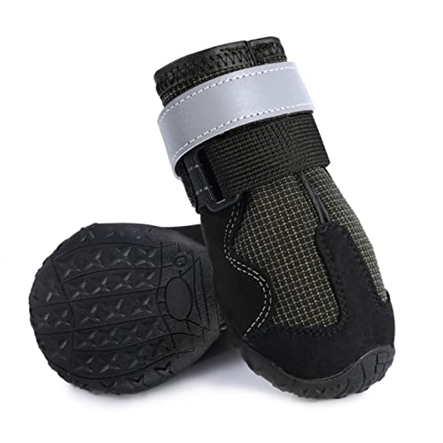 7HAHA3 Polarfleece-Futter Hundewanderschuhe Schneeschuhe rutschfeste reflektierende Sohle Pfotenschutz zum Wandern & Laufen Geeignet für alle Hunde,Black,7(6.2cm19kg)