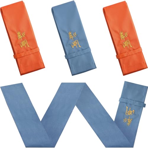 EHERDM 4Pcs Fishing Rod Sleeves Soft Cotton Fishing Pole Cover Fit 2.6-4ft Poles Delicate Embroider Sleeve Protective Socks for Storage and Transport Blue & Orange