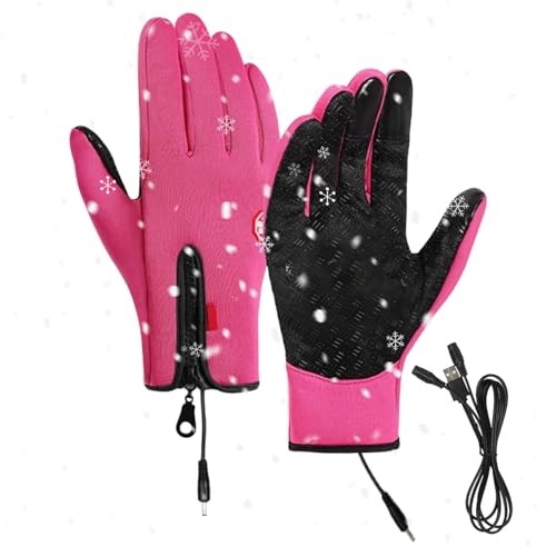 Sionhiuo Manoplas de invierno impermeables | Guantes térmicos USB para clima frío, guantes cálidos multifuncionales, guantes cómodos a prueba de viento para ciclismo, senderismo