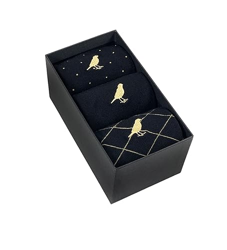 Men’s Cotton Crew Dress Socks – Ultra-Soft, Breathable, Formal Wear – GoldBlack Classic