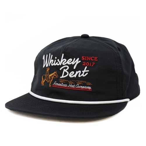 WHISKEY BENT HAT CO. All American Adjustable Snapback Rope Hat (US, Alpha, One Size, Black)