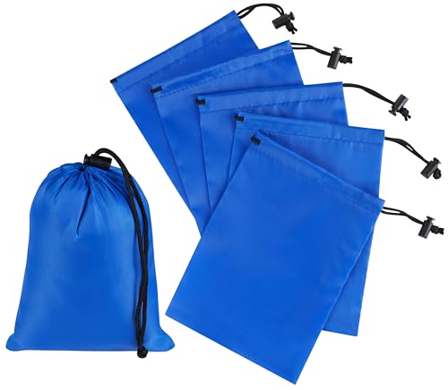 PALTERWEAR Drawstring Bag with Toggle - Nylon Cinch and Ditty Pouch Six-Pack (Blue, 5 x 7 Inch, Set of 6)