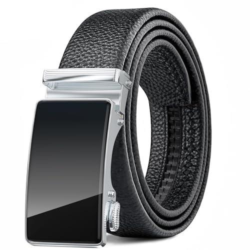 Men's Belt,Leather Ratchet Dress Belts with Sliding Adjustable Belts Dress Casual Jeans Comfort Trim to Fit
