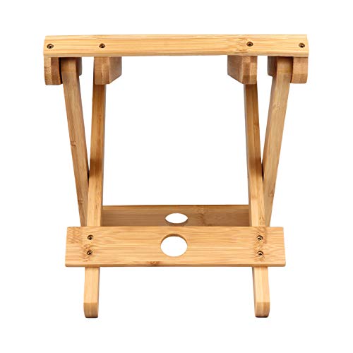 YHNJI Opvouwbare kruk van hout, draagbaar, inklapbaar, douchestoel, volledig gemonteerd, hout, spa, badstoel, bamboekruk… - Image 7