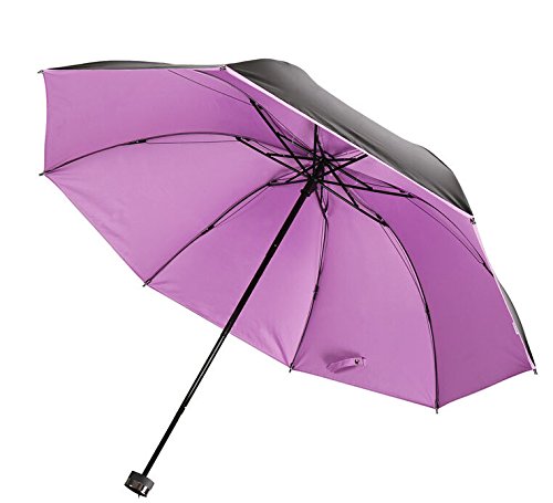 Flikool Noir Anti-UV Pliable Parapluie Portable Pliant Soleil/Pluie Parapluie Anti-Rayonnement Ultraviolet Voyage Umbrella - Pourpre Cover