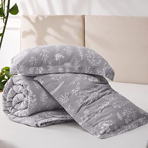 Bedsure King Comforter Set - Grey Comforter, Cute Floral Bedding Comforter Sets, 3 Pieces, 1 Soft Reversible Botanical Flowers Spring Comforter And 2 Pillow Shams #TOP7