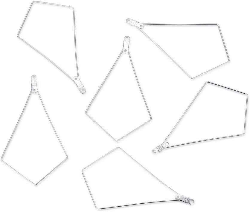100pcs Hypoallergenic Silver Diamond Rhombus Beading Hoop Link Connector Component for Earrings Jewelry Making CF130-4