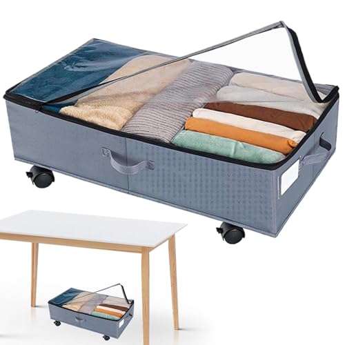 Cassetto Sotto Il Letto Con Rotelle, Contenitore Di Magazzino Sotto Grande Letto Di Capacità Con Coperchio Trasparente, Cassetto Per Vestiti, Scarpe, Giocattoli, Stoccaggio Sotto Letto Rotolante