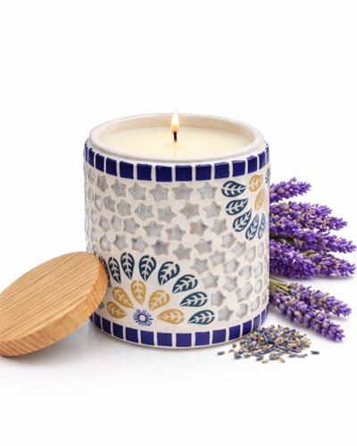 Image of Lavender Scented Candle | Glass Jar | Flame of Evening | 100% Soy Wax | No Paraffin | Eco Wick | 200g | 40Hr Burn | Calming Sacred Home Fragrance | Spa, Meditation and Gift for All Occasion