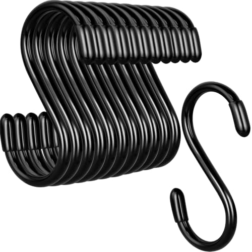 HiGift 3" Vinyl Coated S Hooks, 12 Pack
