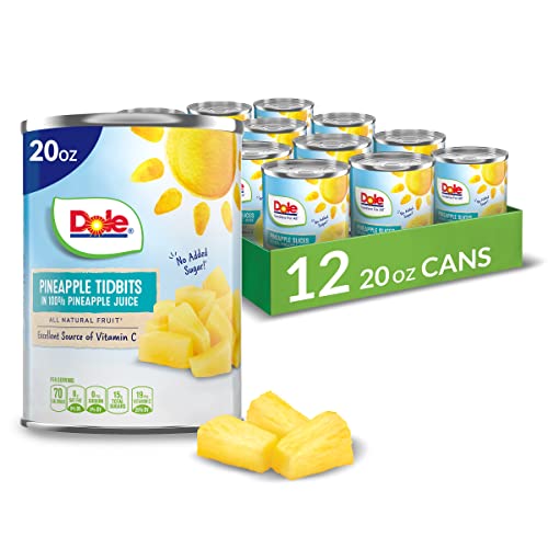 Dole Canned Pineapple Tidbits In 100% Pineapple Juice, 20 Oz, 12 Count #TOP2