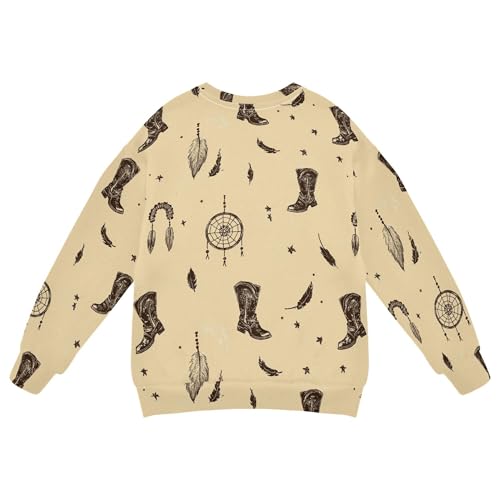 JUNZAN Western Cowboy Dream Catcher Boots Little Boys Sweatshirt Hoodie Fleece Kids Hoodies Boys Athletic 4T2