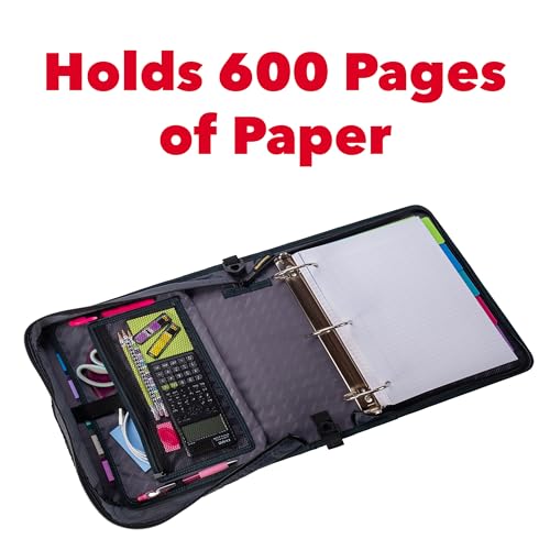 Pasta com zíper Case-it Mighty Zip, anel de vedação de 7,6 cm com abas de 5 cores, pasta de arquivo