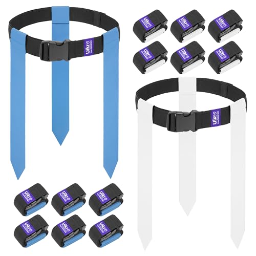 Uikro Flag Football Belts, 14 Player Flag Football Set with 42 Flags for Adults Youth Kids, Sports Training Competition (Blue & White)