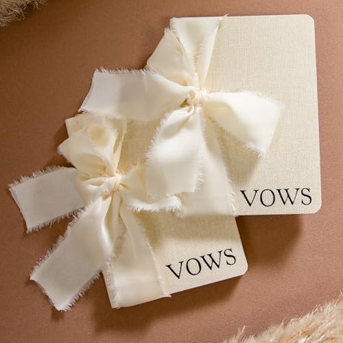 Modern Album Designs Cream Embossed Slim Vow Books w/Ribbon (Set