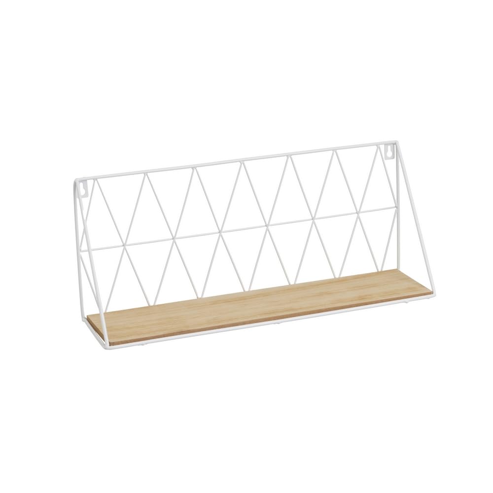 LOLAhome Estante geométrico Blanca de Metal y Madera de 48x12x20 cm
