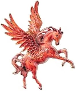ブローチ ペガサス レッド系 エナメル仕上げ 陶器風 豪華 ゴージャス 華麗 エレガント ファンタジー 可愛い アクセサリーピン