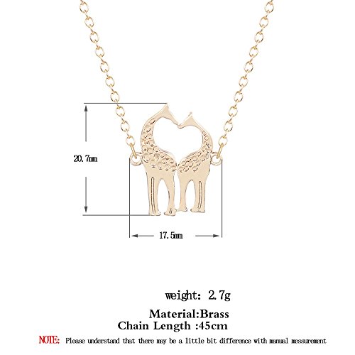 Minimalist Double Kissing Giraffes Necklace Abstract Simple Animal Pendant (gold)2