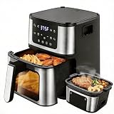 8-in-1 Air Fryer+ Grill Plate 7.5 Qt, Premium Ceramic Coating, 160°–400°F, Precise Heating for Even Results