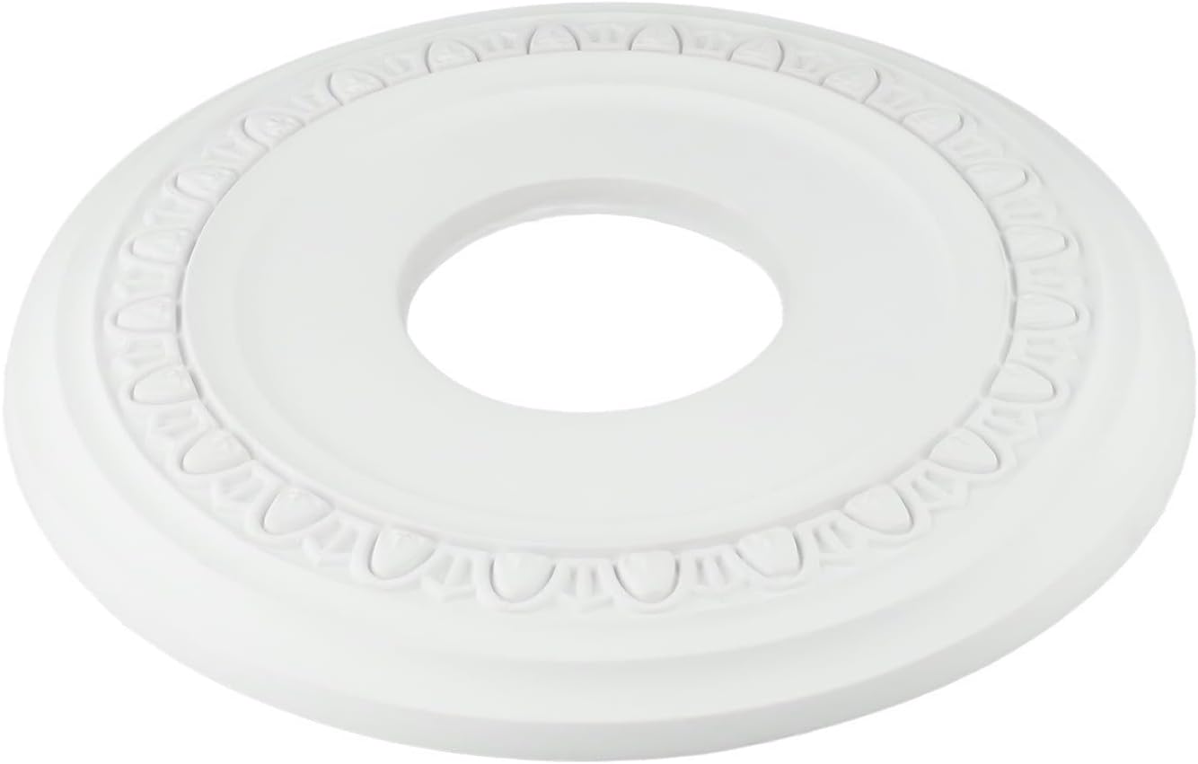 White PU Ceiling Medallion 30cm Decorative Ceiling Fan Light Fixtures Chandeliers Install Home Decor Round