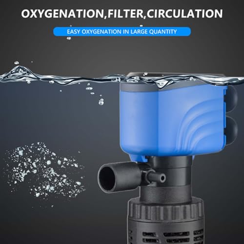 Image of Fish Tank Filter - Silent Internal Aquarium Filter for Clean Water, Air Pump, and Waves - Biochemical Filtration for Healthy Fish and Turtles (25W-1700L /H, Black)
