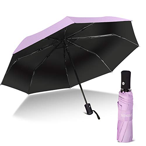 Travel Umbrella Compact Auto Open Close Womens Sun Rain Folding Umbrella With Sleeve Purple #TOP1