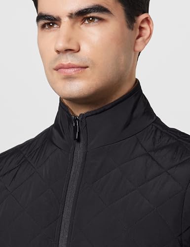 Image of Qube By Fort Collins Men's Sleeveless Jacket - Diamond Quilted Padded Vest for Men | Full Zip High Neck Half Jacket with Stand Collar & Side Pockets for Winter Wear, Office, Travel & Daily Use