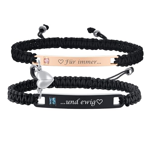 Gamtic Paar Armb&auml;nder Herz Partnerarmb&auml;nder Geschenke - Personalisierte P&auml;rchen Armband mit Gravur Armband Yinyang Geschenk f&uuml;r Sie und Ihn Paare Couple Familie Armb&auml;nder (F&uuml;r immer...und ewig)