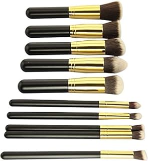 مجموعة فرش مكياج كابوكي للوجة والعين 10 قطع لون ذهبي