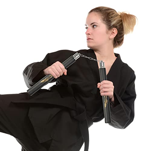 Ausemku Nunchucks - Safe Foam Rubber Training Nunchucks/Nunchakus With Steel Chain (Black+Red) #TOP3