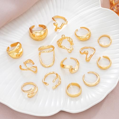 Image of Shining Diva Fashion Stylish Trendy Finger Rings Set for Women & Girls | Chunky Minimal Statement Ring Combos Modern Elegant Jewellery Collection