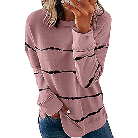 GOLDPKF Women's Long Sleeve Drawstring Hoodie, F-Pink, XL Cover