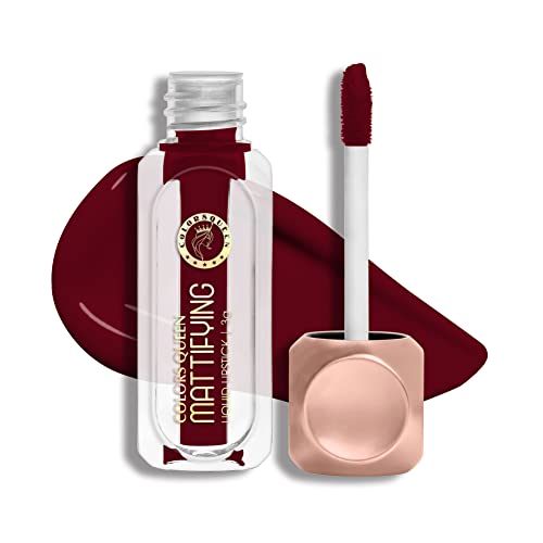 Image of Colors Queen Mattifying Non Transfer Liquid Lipstick - 13 Ruby Maroon - 3g | Long Lasting Liquid Matte Lipstick | Transfer Proof & Waterproof Lipstick Enriched with Vitamin E & Almond Oil, Lasts up-to 18 Hours