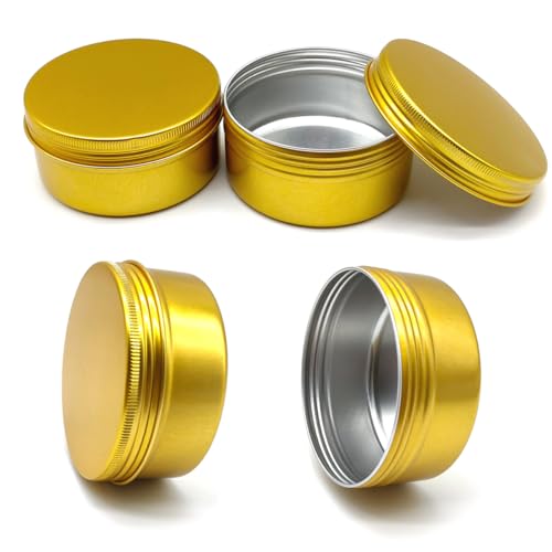 Wopanxye Lot de 4 boîtes en aluminium de 200 ml, petites boîtes rondes en métal, contenants d'échantillons de 200 g, boîtes de voyage vides pour bougies,...