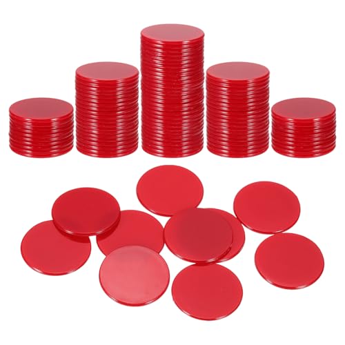 QUARKZMAN 100 Stück 1.2 Zoll Poker Chips Plastik Bingo Chips Lernzähler Zählmarken Undurchsichtige Spielmarken Für Spiele Mathezählen Rot Flach